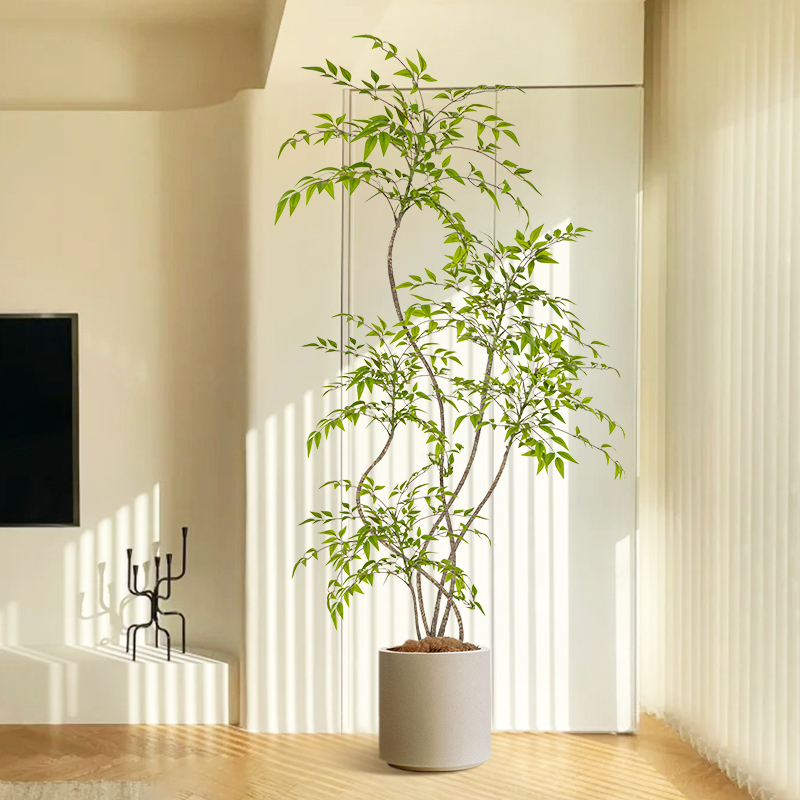 南天竹仿真绿植高端轻奢客厅沙发旁落地摆件大型仿生植物盆栽假树