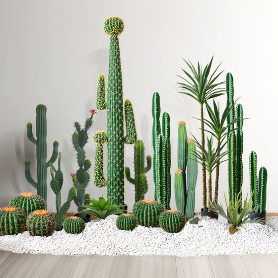 Fake green plant cactus indoor high-end light luxury landscaping landscape high-end bionic green plant tropical simulation tree