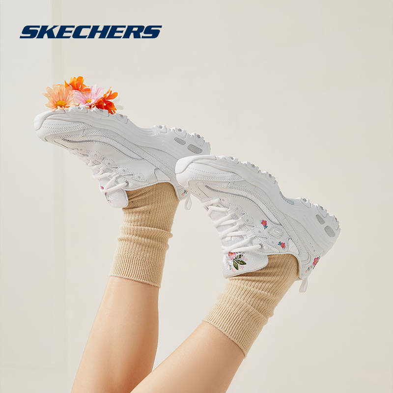 Skechers斯凯奇女鞋2024刺绣小白鞋厚底增高老爹鞋潮流国风熊猫鞋 - 图0