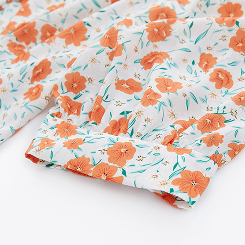 moissac /摩萨克夏季v领碎花小衫 moissac蕾丝衫/雪纺衫