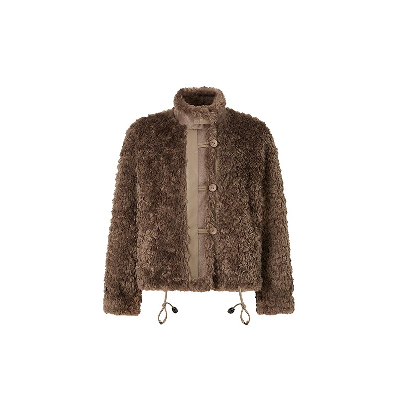 MOISSAC摩萨克冬季款复古可爱风立领摇粒绒单排扣毛绒外套,淘宝优惠券,粉丝福利购,淘宝优惠卷