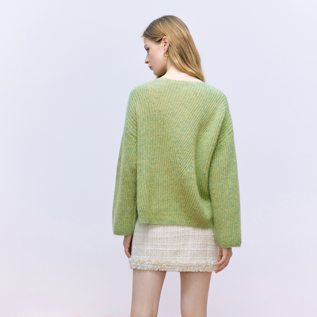 MOISSAC摩萨克马海毛慵懒休闲oversize套头毛衫毛衣针织衫女 - 图0