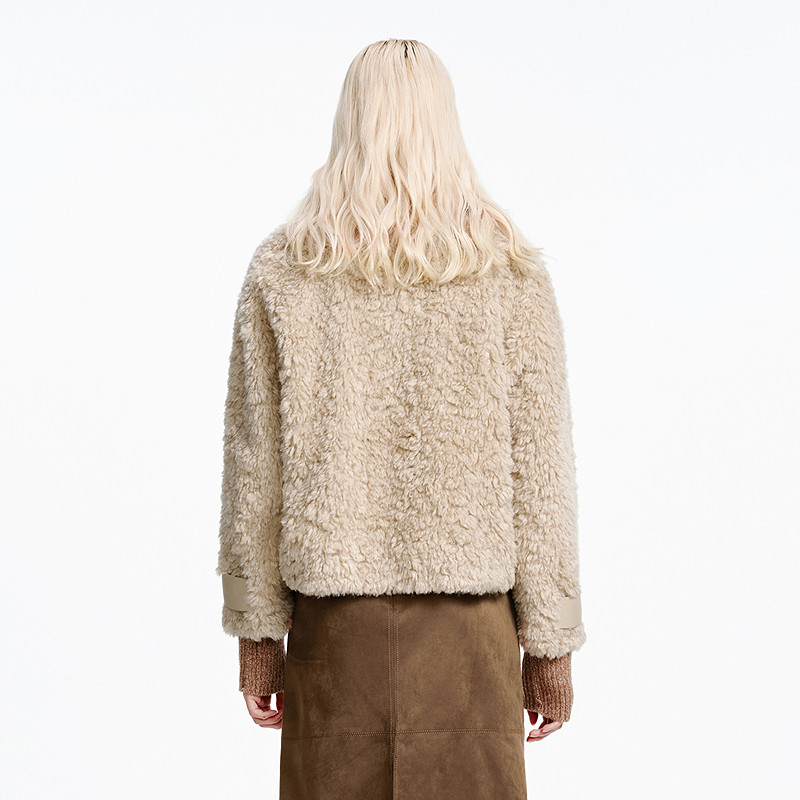 MOISSAC摩萨克冬季款复古可爱风立领摇粒绒单排扣毛绒外套,淘宝优惠券,粉丝福利购,淘宝优惠卷