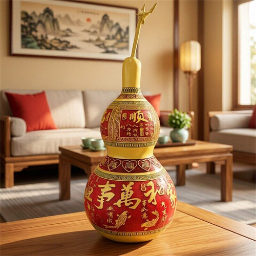 天然特大葫芦摆件家居客厅雕刻大葫芦摆件挂件装饰品带龙头真葫芦 - 图2