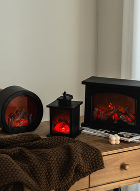 ins复古仿真火焰壁炉灯圣诞装饰电子氛围灯小众桌面摆件生日礼物