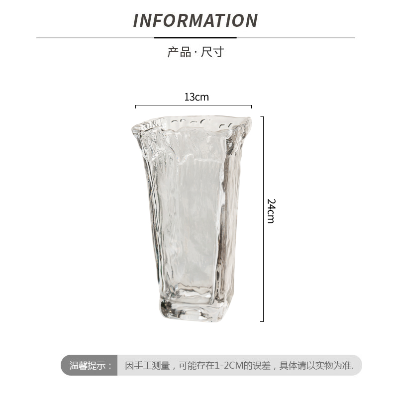 西班牙风格 轻奢网红玻璃花瓶透明水养手工花瓶 北欧客厅插花摆件