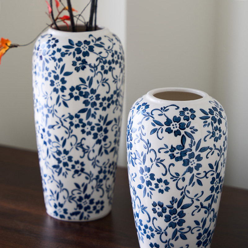 中国风陶瓷花瓶新中式复古轻奢青花瓷水培玄关茶几插花高级感摆件,淘宝优惠券,粉丝福利购,淘宝优惠卷