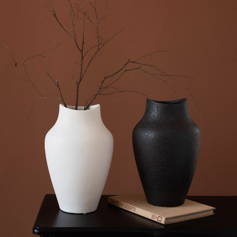 日式复古陶瓷花瓶高级感创意插花装饰黑白花器客厅电视柜玄关摆件,淘宝优惠券,粉丝福利购,淘宝优惠卷