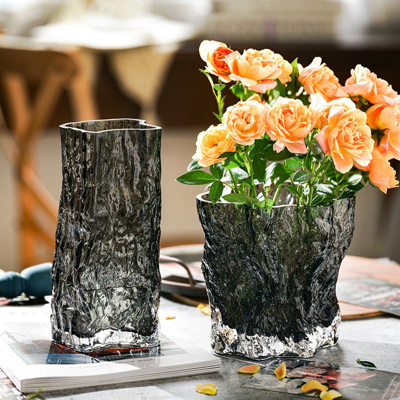 高级感轻奢创意不规则玻璃花瓶透明水养鲜花插花客厅装饰餐桌摆件,淘宝优惠券,粉丝福利购,淘宝优惠卷