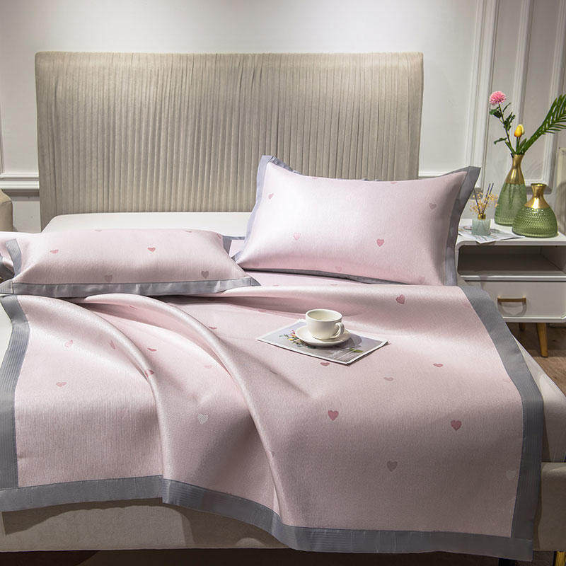 洁丽雅夏天凉席冰丝三件套单人席子 洁丽雅床上用品冰丝席