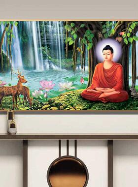 佛堂晶瓷画佛像画像挂画释迦牟尼佛祖如来菩萨壁画寺庙供奉装饰画