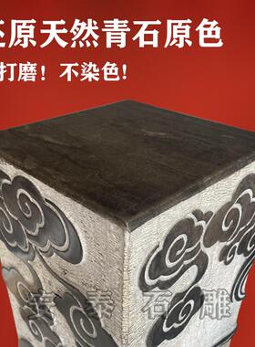 石雕祥云展示柱小沙弥天然青石新中式仿古拴马桩花架玄关室内摆件