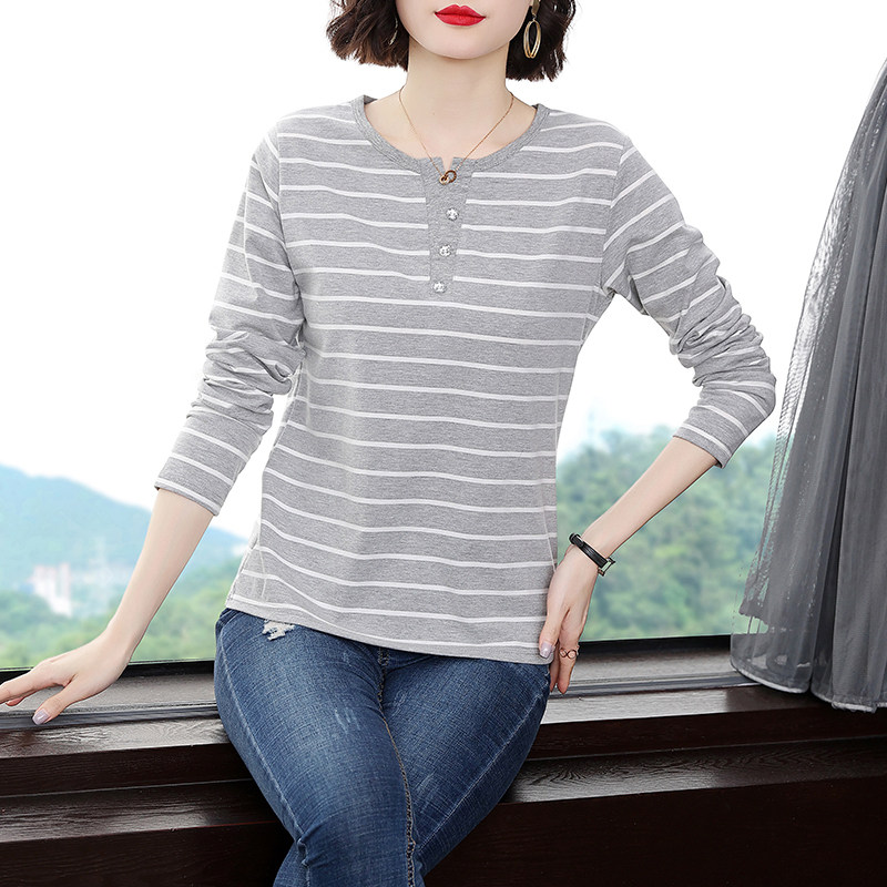 长袖小衫女纯棉妈妈春装新款秋t恤 莎纤丽T恤