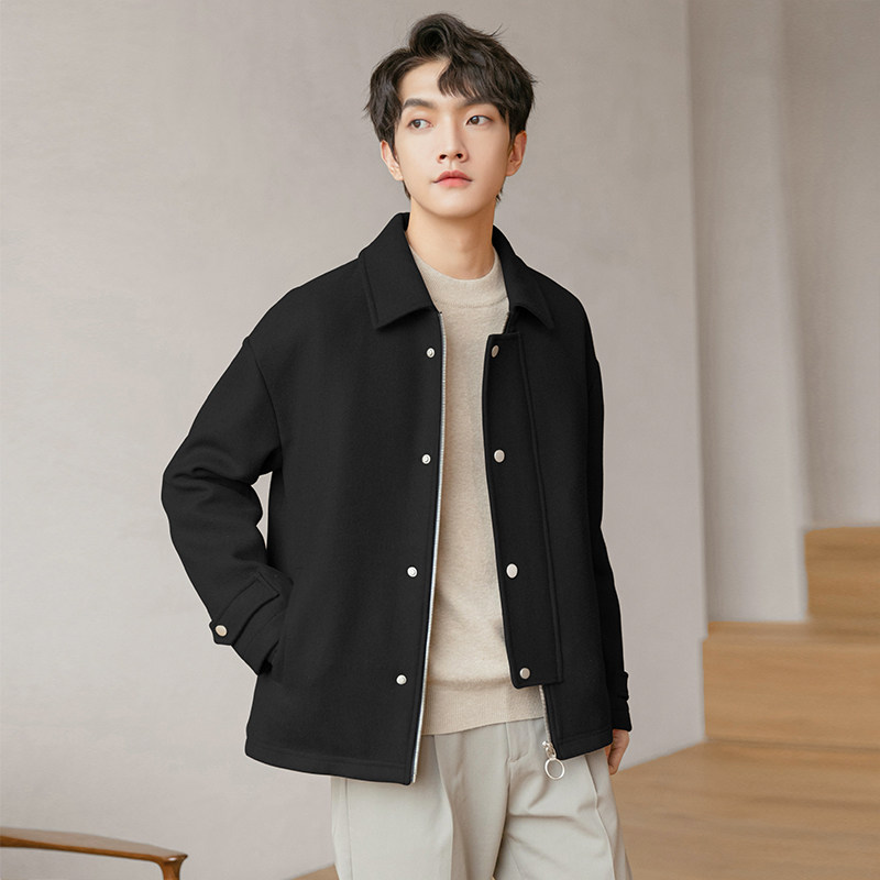 男士毛呢短款秋冬季休闲翻领夹克 duuks夹克