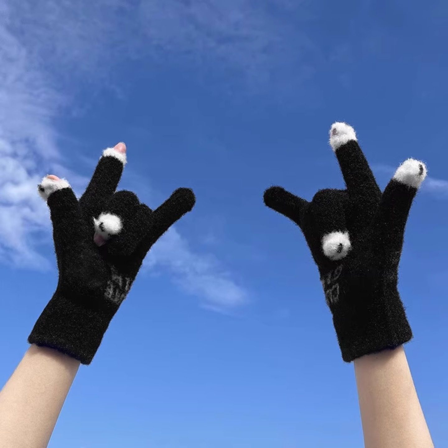 手套女士冬季新款露指加厚保暖可爱学生写字防寒毛线可触屏手套,淘宝优惠券,粉丝福利购,淘宝优惠卷