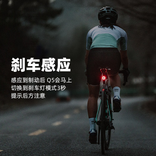 洛克兄弟自行车尾灯智能感应刹车灯山地车公路车夜骑尾灯骑行装备 - 图2
