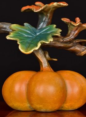 财富丰收全铜南瓜如意摆件招财客厅玄关装饰品乔迁新居开业礼物