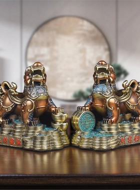 全铜貔貅摆件一对公母聚财