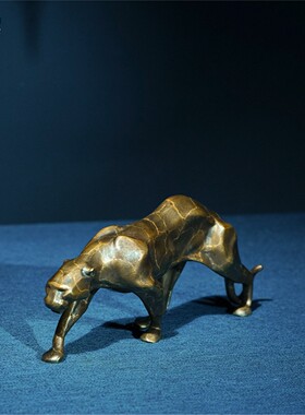 箐铜记《一路豹富》金钱豹铜摆件家居装饰品客厅玄关办公室工艺品