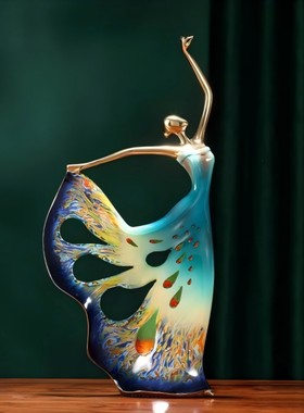 雀之舞者黄铜摆件工艺品现代中式创意家居客厅入户装饰品轻奢礼品