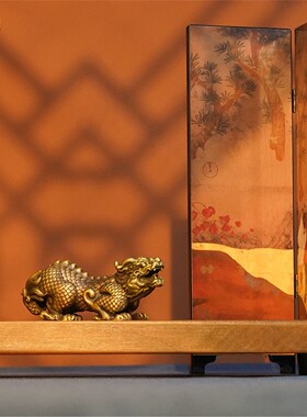 箐铜记全铜小貔貅铜摆件家居装饰品客厅玄关办公室书房茶桌把玩招