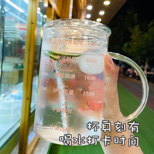 1000ML超大号大容量夏季玻璃杯吸管水杯泡茶牛奶杯子女2026新潮款 - 图1
