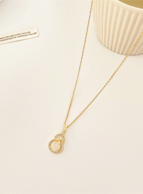 猫眼石葫芦项链毛衣链女2025年秋冬新款轻奢吊坠气质百搭锁骨链女