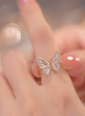 2025新款潮白贝母蝴蝶戒指