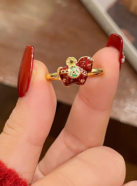 新款小马铜钱戒指简约百搭开口戒