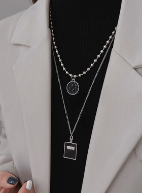 极速秋冬项链双层嘻哈锁骨链2021年新款毛衣链女百W搭叠戴卫衣配