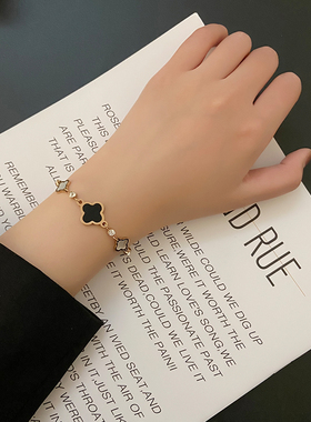 玫瑰金四叶草手镯女夏ins小众