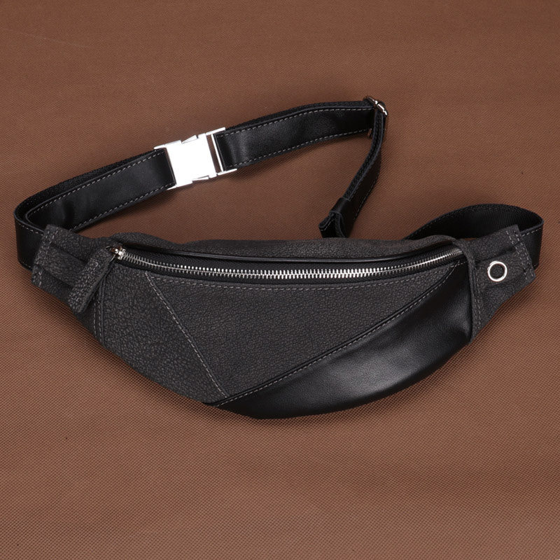 胸包男真皮休闲多功能手机包腰包 法拉曼男士包袋