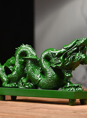 绿色木雕龙摆件实木雕刻十二生肖