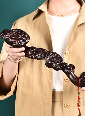 如意摆件灵芝挂件红木玄关工艺品