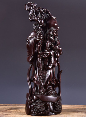 老寿星摆件生日礼品黑檀木雕