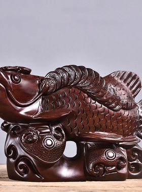 黄花梨金龙鱼家居客厅红木工艺品
