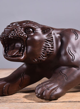 老虎十二生肖动物礼品红木雕刻