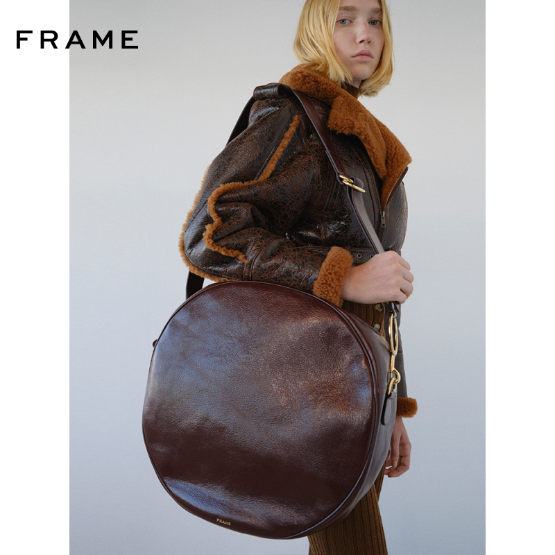 FRAME女士大号牛皮革圆形包袋Blini Circle Bag-图0