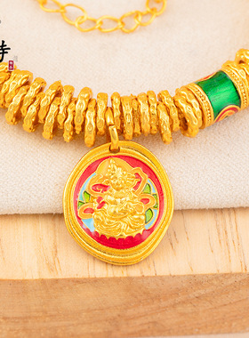 秋冬新款沙金韦雪同款烧蓝黄财神盘缠手链古法手工国风编绳金手链