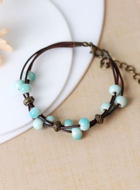 货源陶瓷饰品复古小众设计感新中式国风手串手饰民族风手链