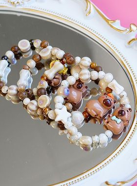 景德镇陶瓷手链可爱萌树脂小熊卡皮巴拉学生小动物儿童手串女