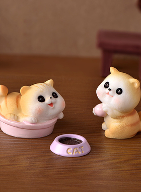 微景观园艺diy娃屋抱球小猫摆件.