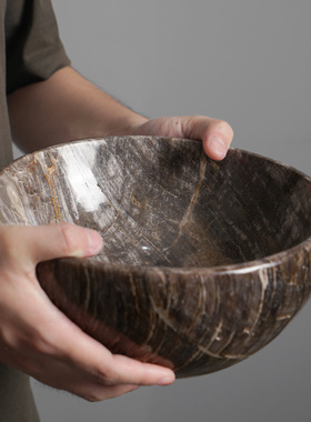 寓石林木化石收纳碗轻奢家居装饰