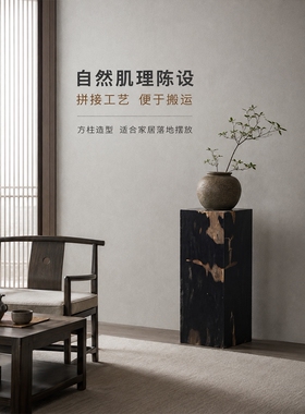 寓石林木化石展示台简约黑白纹理