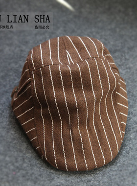 韩版条纹百搭风画家帽