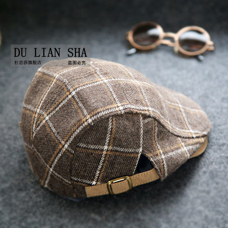 秋冬儿童贝雷帽男童格子保暖鸭舌帽女童休闲画家帽子毛呢宝宝帽潮