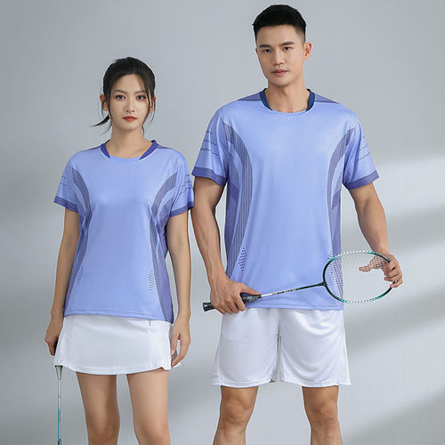 快干羽毛球服运动套装男女夏季速干透气排球衣球裤裙短袖T恤乒乓 - 图2