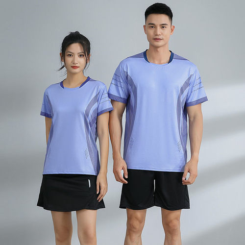 快干羽毛球服运动套装男女夏季速干透气排球衣球裤裙短袖T恤乒乓 - 图0