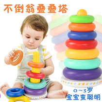 Laminated Leaf childrens puzzle toy rainbow tower collar 0-1-2-year-old baby boy young to teach music tumblle