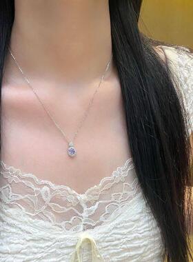S925银紫色项链女款2026新款轻奢小众精致高级感纯银颈饰生日礼物